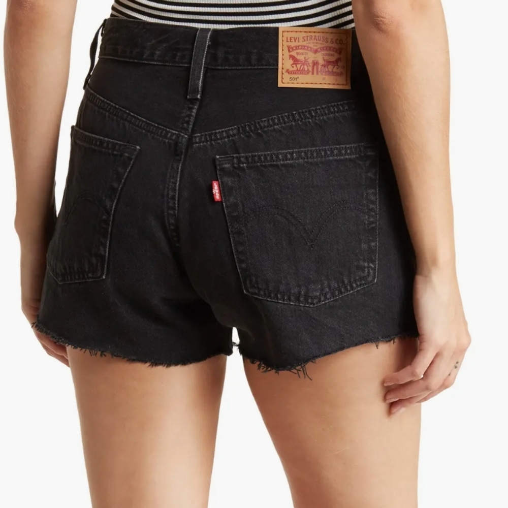 Levi's 501 Original High Rise Black Cut-Off Denim Shorts